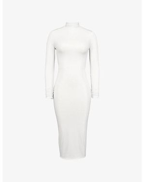 Mistress Rocks High-Neck Open-Back Stretch-Jersey Midi Dress - White