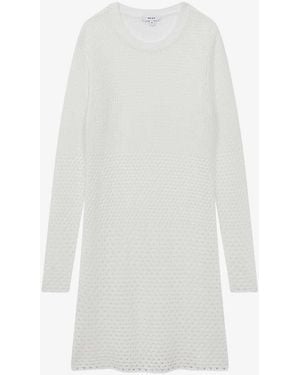 Reiss Esta Semi-Sheer Crochet Mini Dress - White