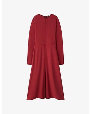 JOSEPH Hills Long-Sleeve Crepe Midi Dress - Red