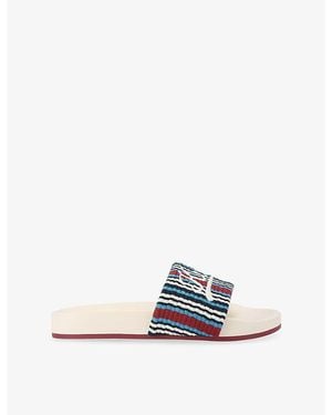 Kurt Geiger Script Fabric Slides - White