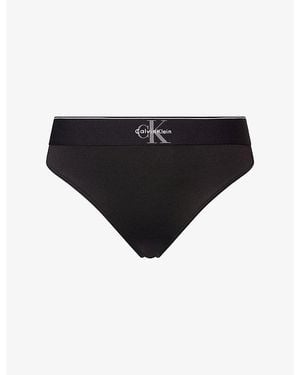 Calvin Klein Graphic Monogram Stretch Microfibre Thong - Black