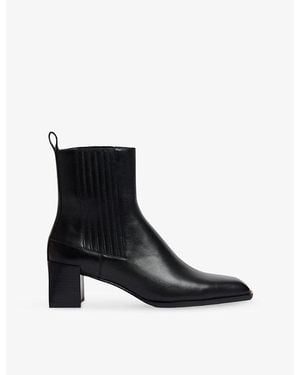 Sandro Metal-Toe Heeled Leather Ankle Boots - Black