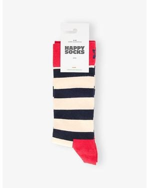 Happy Socks Willy Striped Cotton-Blend Socks - Red