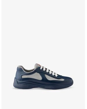 Prada America's Cup Original Leather And Mesh Trainers - Blue