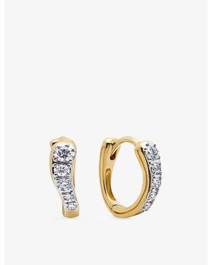 Monica Vinader Riva 18Ct-Plated Vermeil Sterling- And 0.14Ct Lab-Grown Diamond Hoop Earrings - Metallic
