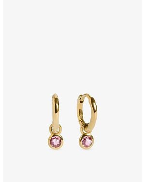 Monica Vinader October Birthstone 18Ct- Vermeil And Tourmaline Huggie Earrings - Metallic