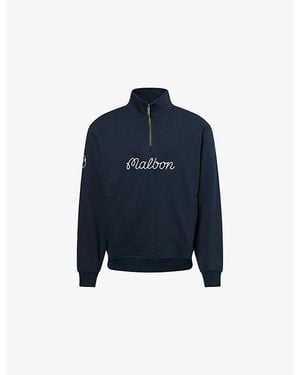 Malbon Collegiate Brand-Print Cotton Sweater - Blue