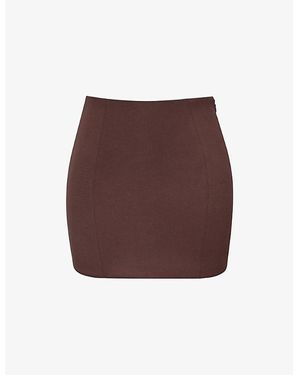 Mistress Rocks High-Rise Stretch-Woven Body-Con Mini Skirt - Brown