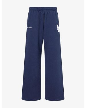 Sporty & Rich La Serif Wide-Leg Cotton Jogging Bottoms - Blue