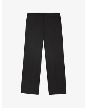The Kooples Semi-Elasticated Wide-Leg Stretch Wool-Blend Trousers - Black