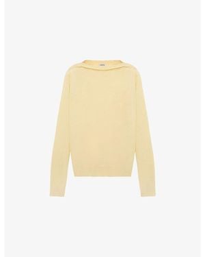 Loewe Brand-Embroidered Boat-Neck Wool-Blend Sweater - Yellow