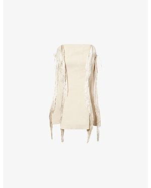 Rebirth Sleeveless Fringed Woven Top - Natural