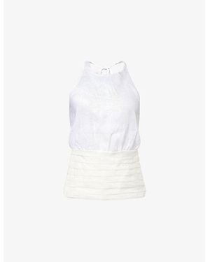 Dissh Hallie Halterneck Woven Top - White