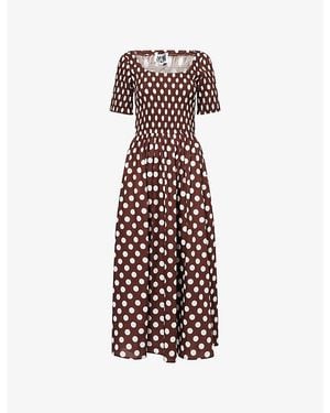 Amy Lynn Matilda Short-Sleeves Cotton-Poplin Maxi Dress - Brown
