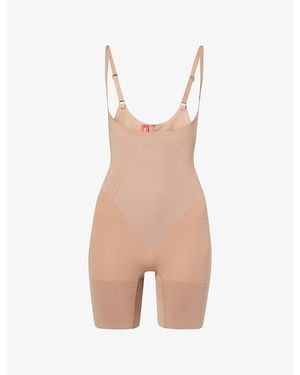 Spanx Sculpt Gofigure Open-Bust Mid-Thigh Bodysuit - White