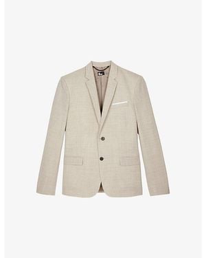The Kooples Single-Breasted Notch-Lapel Wool Blazer - Natural