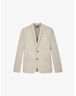 The Kooples Single-Breasted Notch-Lapel Wool Blazer - Natural