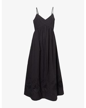 Jenni Kayne Peninsula Embroidered Cotton Midi Dress - Black