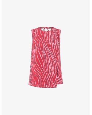Whistles Zebra-Print Layered Woven Tank - Pink