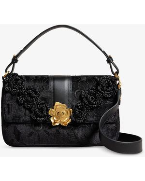 Ted Baker Magsili Floral-devoré Stretch-woven And Leather Crossbody Bag - Black