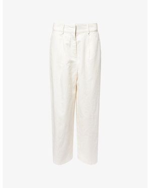 WE Are Tala Pleated Wide-Leg Cotton And Linen Trousers - White