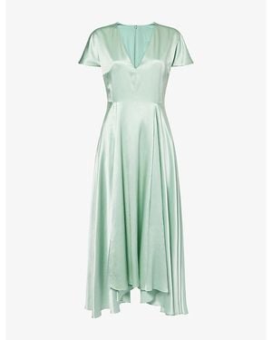 ROKSANDA Noma V-Neck Silk Midi Dress - Green