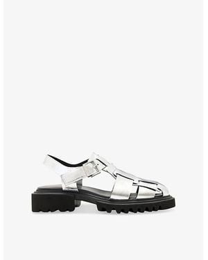 AllSaints Tess Metallic-Leather Sandals - White