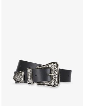 The Kooples Wide Leather Belt - Black