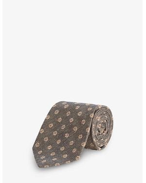 dunhill Floral-Pattern Silk Tie - Grey