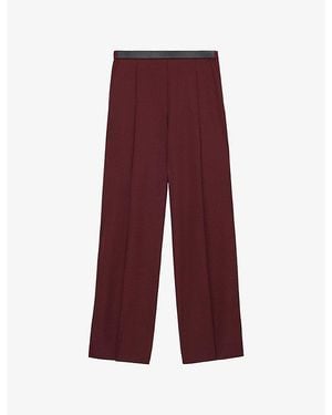 Loewe Pleated Leather-Patch Wool Trousers - Purple