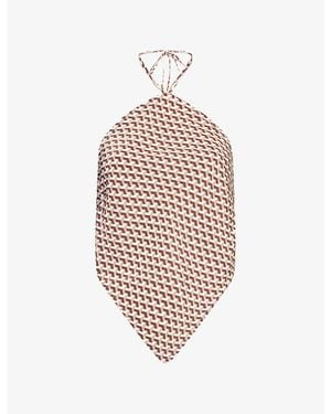 Cheap Monday Prato Halterneck Geometric-Print Silk Top - White