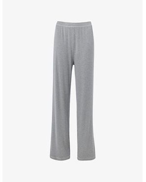 Whistles Elasticated-Waistband Ribbed Stretch-Modal Jersey Pyjama Bottoms - Grey