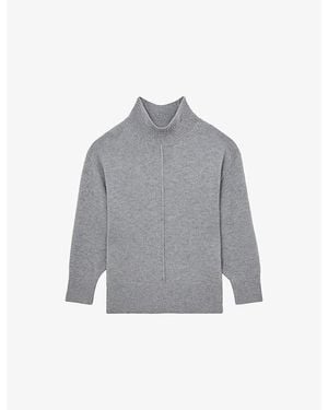 Reiss Harri Funnel-Neck Wool Jumper - Grey