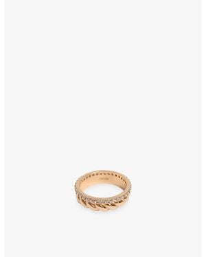 Maje Twisted Rhinestone Brass Ring - Metallic