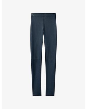 JOSEPH High-Rise Slim-Fit Leather Leggings - Blue