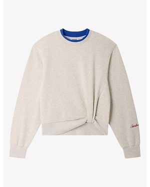 Sandro Knotted Two-In-One Cotton Sweatshirt - White