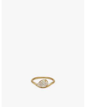 Indigo Lune Pia Platinum Plated Stainless-Steel Ring - Metallic