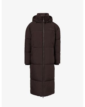 ADANOLA Longline Funnel-Neck Puffer Jacket - Brown