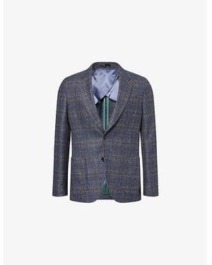 Paul Smith Prince Of Wales Check Long-Sleeve Wool Jacket - Blue