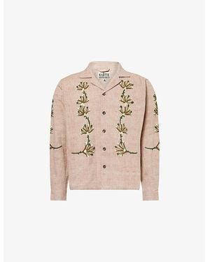 Kartik Research Embroidered-Motif Notched-Collar Cotton Shirt - Natural