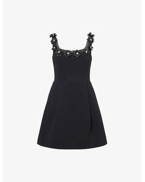 Nadine Merabi Cindy Embellished Woven Mini Dress - Black