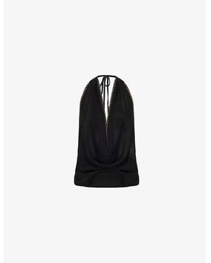 Jaded London Tatiana Studded Woven Top - Black