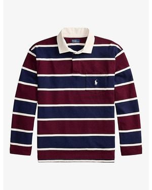 Polo Ralph Lauren Striped Oversized-Fit Cotton Rugby Shirt - Red