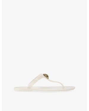Kurt Geiger Maddison Faux-Leather Flat Sandals - White