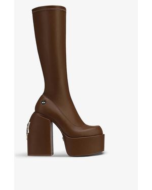 Naked Wolfe Spice Faux-leather Knee-high Heeled Boots - Brown