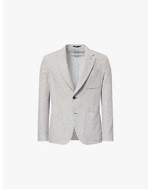 Paul Smith Striped Seersucker Cotton Blend Blazer - Grey