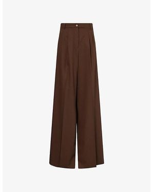 Weekend by Maxmara Garenna Pleated Wool Trousers - Brown