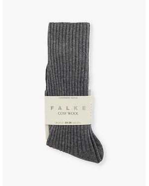 FALKE Cosy Wool Ribbed Knit Socks - Grey