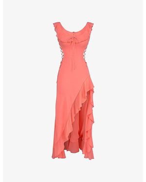 House Of Cb Aloura Georgette Ruffle Woven Maxi Dress Xs (A-C Cup) - Red