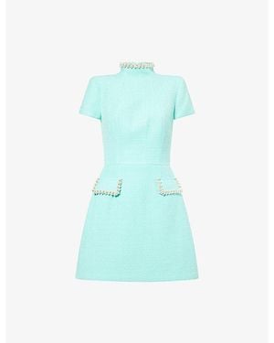 Nadine Merabi Simone Woven Tweed Mini Dress - Blue
